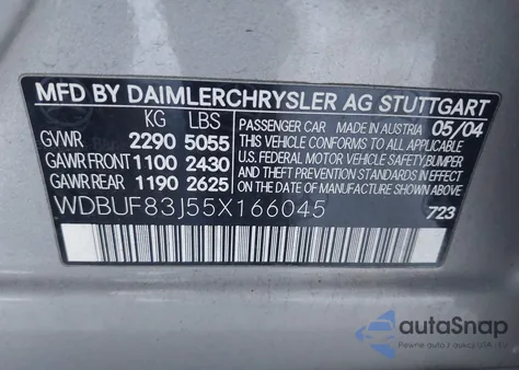 2005 Mercedes-Benz E 500 4Matic from USA, damaged, VIN WDBUF83J55X166045